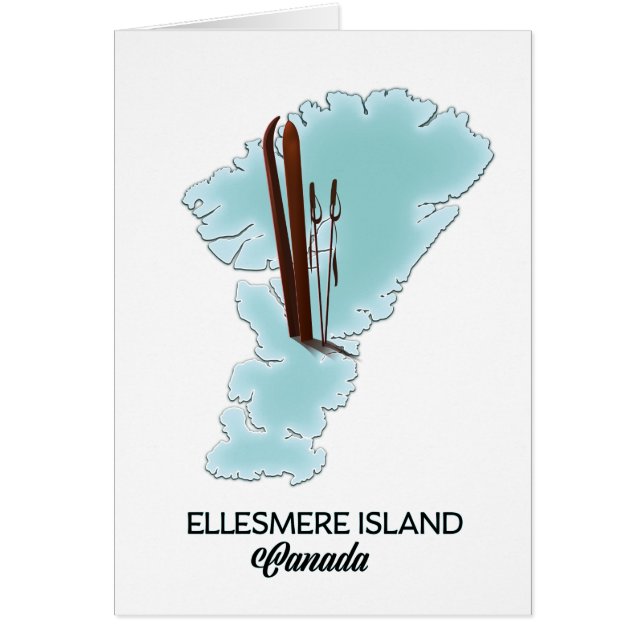 Ellesmere ö Kanada karta poster Hälsningskort (Framsidan)
