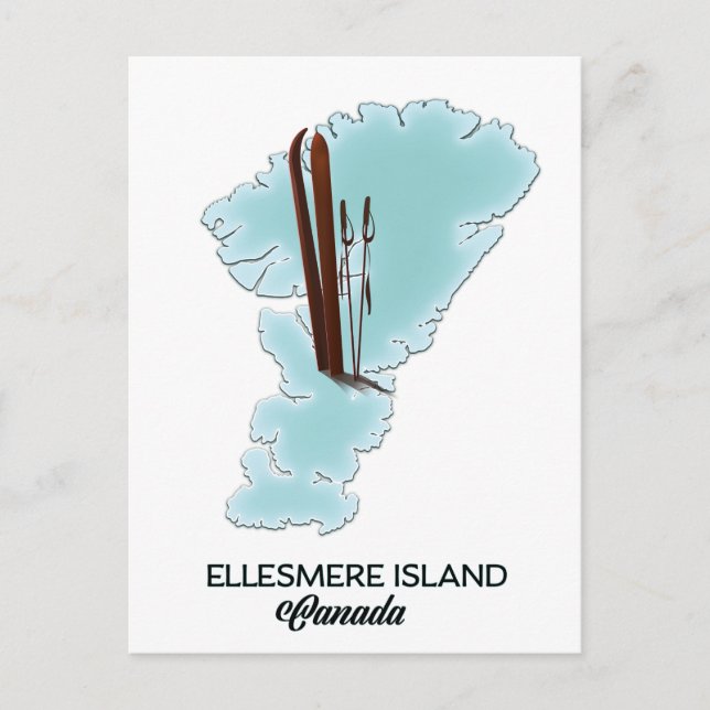 Ellesmere ö Kanada karta poster Vykort (Framsida)