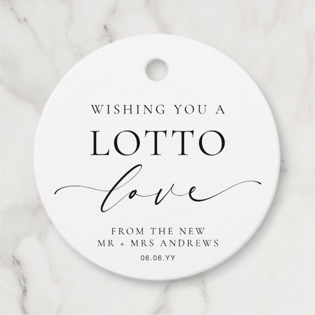 Ellesmere önskar dig en Lotto Kärlek Bröllop Gåvor Etiketter (Framsida)