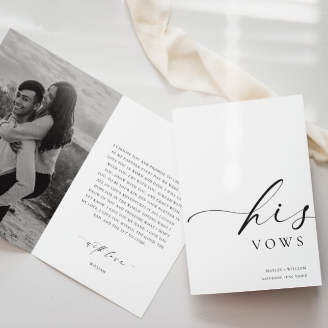 Ellesmere Photo Hans Vows Bröllop Card Kort (His Vows Book Ellesmere Minimalist )