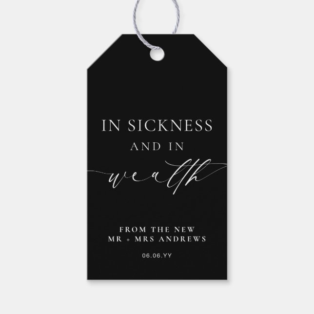 EllesmereIn Black Sickness-lotteriet Bröllop Presentetikett (Framsidan)