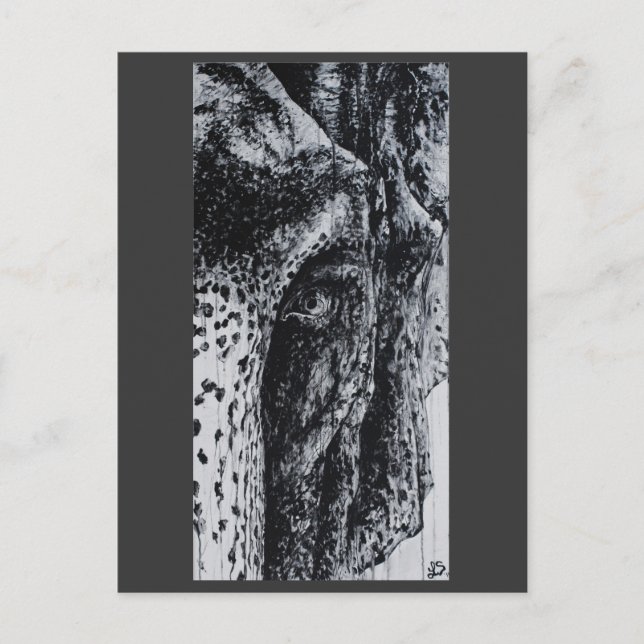 Ellie Elephant Asian Wildlife Jungle Animal Art Vykort (Framsida)