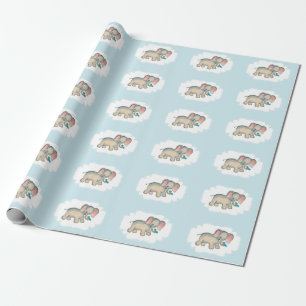 Ellie Elephant och Bluebird på Blue Presentpapper