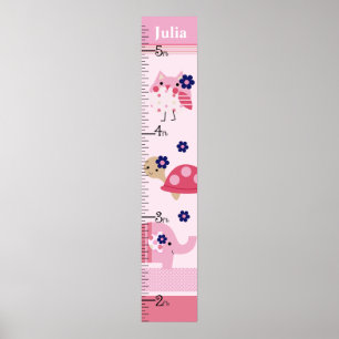 Ellie/Ella Elephant/Uggla Growth Chart-Behålla 8 x Poster