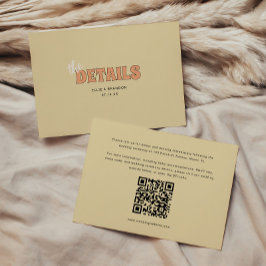 ELLIE Modern Retro QR-kod Bröllopsdetaljer Tilläggskort