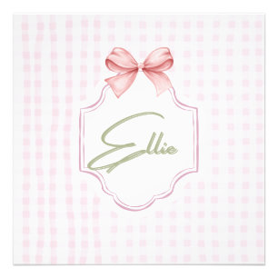 Ellie Personlig Rosa Rosett & Ginghamtryck Fototryck