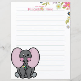 Ellie Phant Blommig Linjerat Pappersark