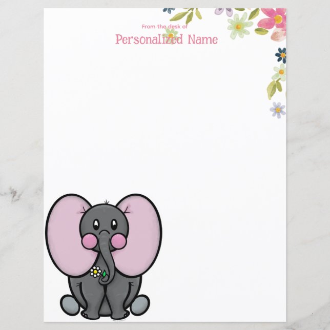 Ellie Phant Blommigt Obeklädd Pappra Lakan (Framsida)