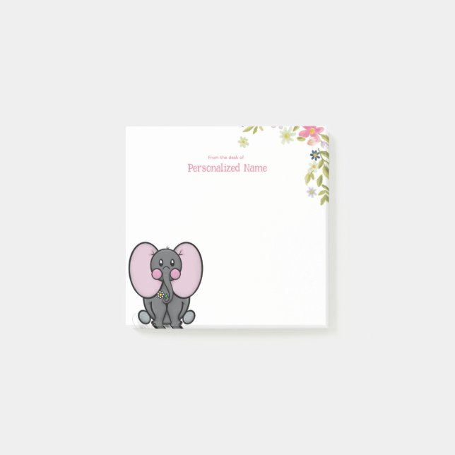 Ellie Phant Blommigt Post-it Block (Framsida)