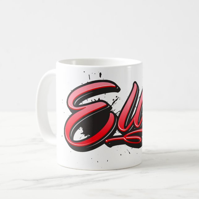 Ellie red Heart Graffiti Tasse Kaffeetasse Kaffemugg (Framsida vänster)