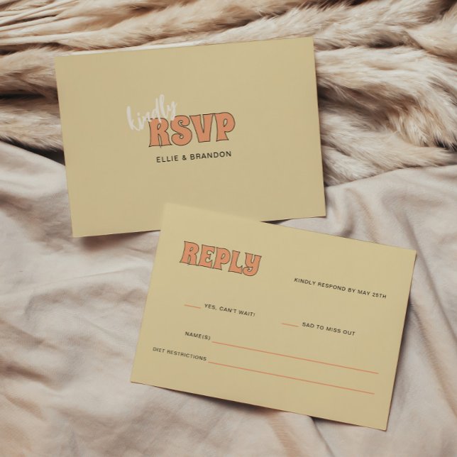 ELLIE Retro Fetstil & Modern Typografi Bröllop OSA Kort (Skapare uppladdad)
