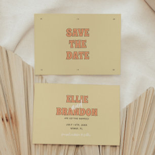 ELLIE Retro Modern & Bold Beige Bröllop Spara Datumet