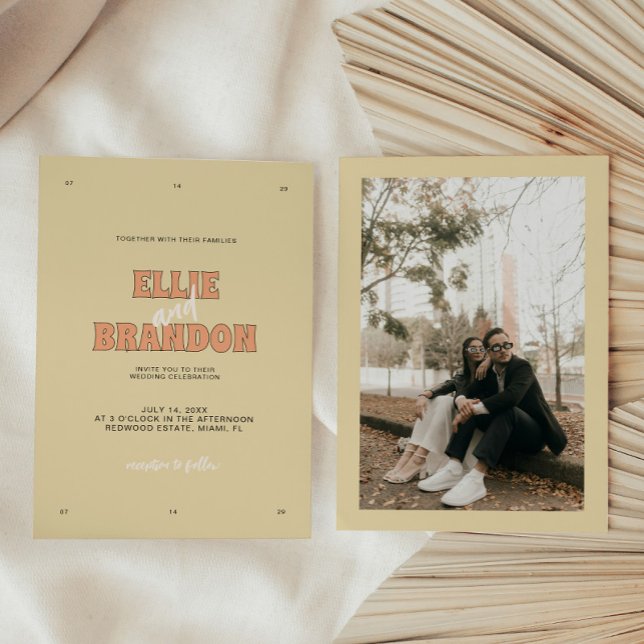 ELLIE Retro Modern Fetstil Typografi Bröllop Inbjudningar (Skapare uppladdad)
