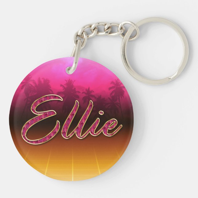 Ellie Vorname Name golden pink Schlüsselanhänger (Baksidan)