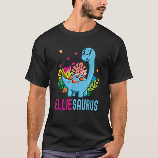 ELLIESAURUS Personlig Namn ELLIE Dino Dinosaur T Shirt (Framsida)