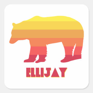 Ellijay Georgia Rainbow Bear Fyrkantigt Klistermärke