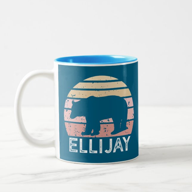 Ellijay Georgia Retro Björn Två-Tonad Mugg (Vänster)