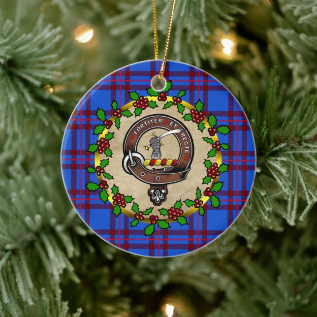 Elliot Klan Badge & Tartan Personlig Julafton Julgransprydnad Keramik (Träd)