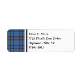 Elliot Klan Blue och Brown Scottish Tartan Returadress Etikett