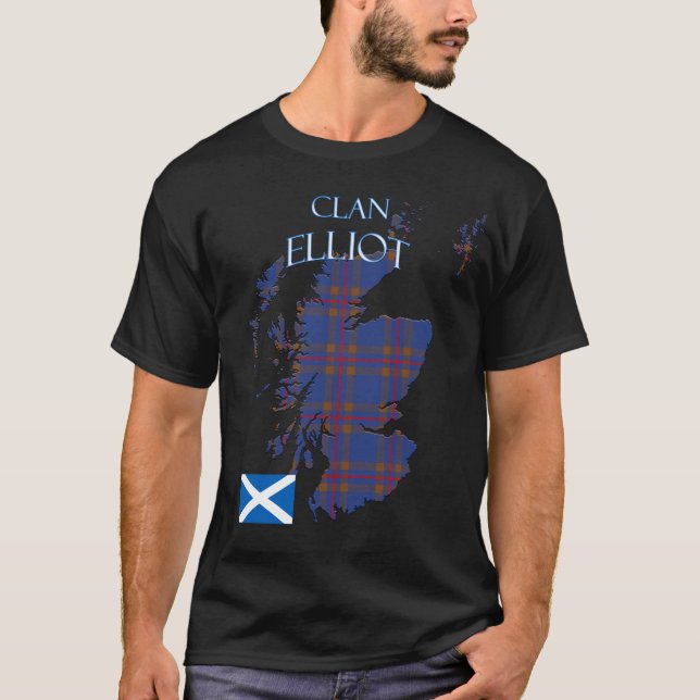 Elliot Scottish Klan Tartan Scotland T Shirt (Framsida)