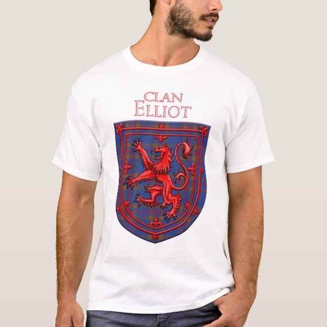 Elliot Tartan Scottish Plaid Lion Rampant T Shirt (Framsida)