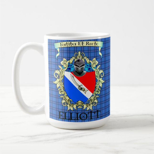 Elliott Vapensköld och Tartan Kaffemugg (Vänster)