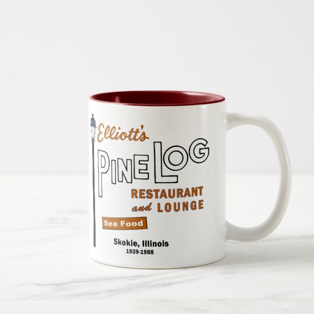 Elliotts Gräs Log Restaurant, Skokie, IL. 1939-88 Två-Tonad Mugg (Höger)