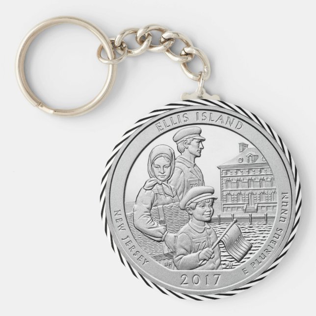 ELLIS ISLAND COIN NYCKELRING (Framsidan)
