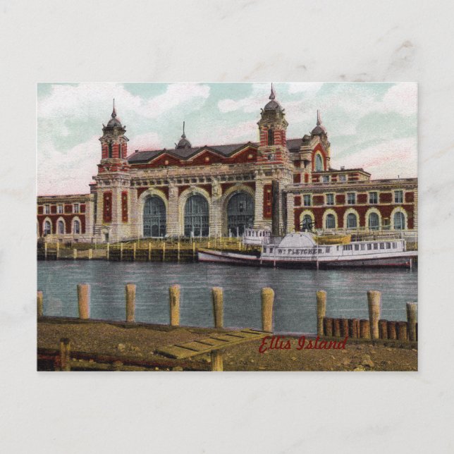 Ellis Island Vintage Postcard Vykort (Framsida)