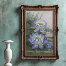 Ellis Rowan Blue Cloud Vatten Lily Vintage Flowers