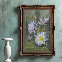 Ellis Rowan Blue White Vatten Lily Vintage Flowers