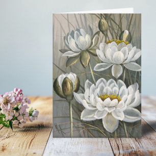 Ellis Rowan White Vatten Lily Vintage Flowers Kort