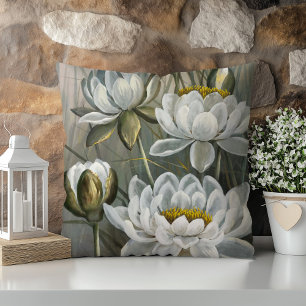 Ellis Rowan White Vatten Lily Vintage Flowers Kudde