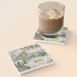 Ellis Rowan White Vatten Lily Vintage Flowers Stenunderlägg