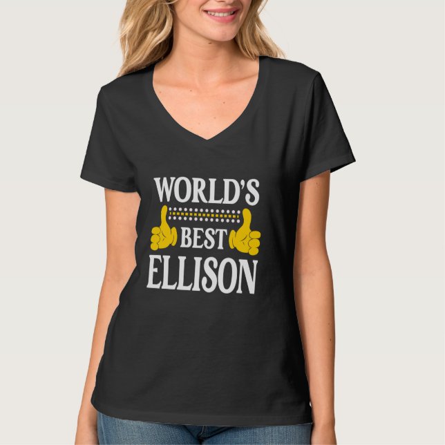 Ellison Surname Team Family Efternamn World's Best T Shirt (Framsida)