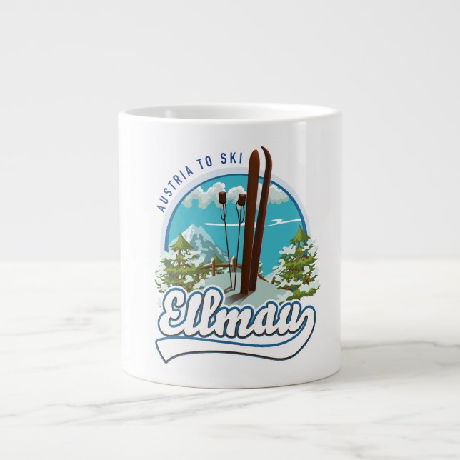 Ellmau Austria to ski logotyp Jumbo Mugg (Framsidan)