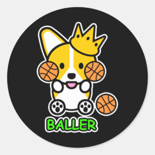 Ello Corgi Baller Basketball Cute Welsh Corgi Hund Runt Klistermärke