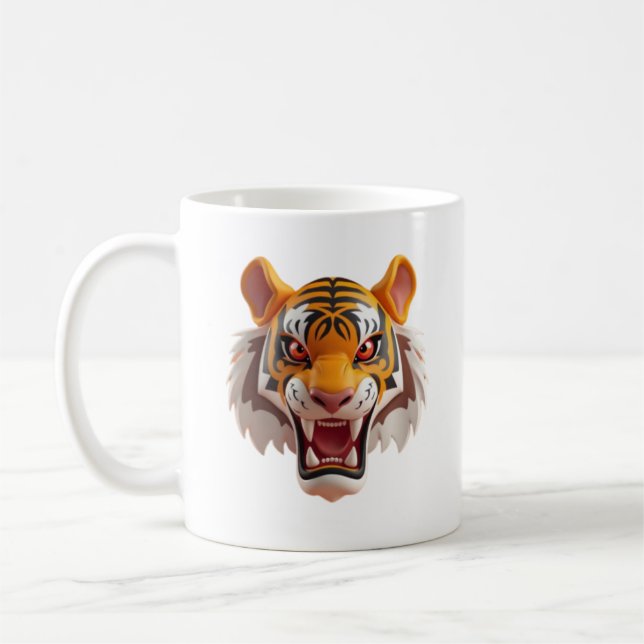 Ellös tiger i tecknad stil med uttryck. kaffemugg (Vänster)