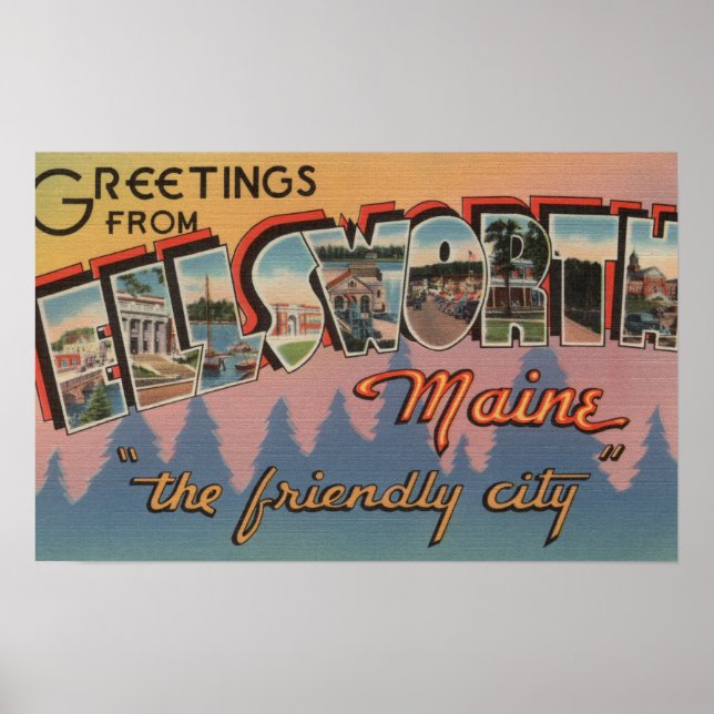 Ellsworth, Maine - Large Brev Scenes Poster (Framsidan)
