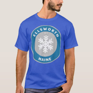 Ellsworth Maine ME Winter Snö Snowflake Badge Sou T Shirt