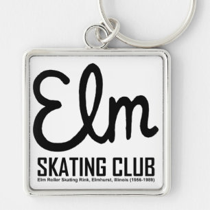 Elm Skating Klubb, Elmhurst, Illinois Fyrkantig Silverfärgad Nyckelring