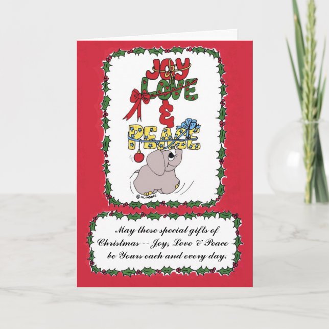 Elman elefanten uthärda helgdaggåvor helgkort (Framsida)