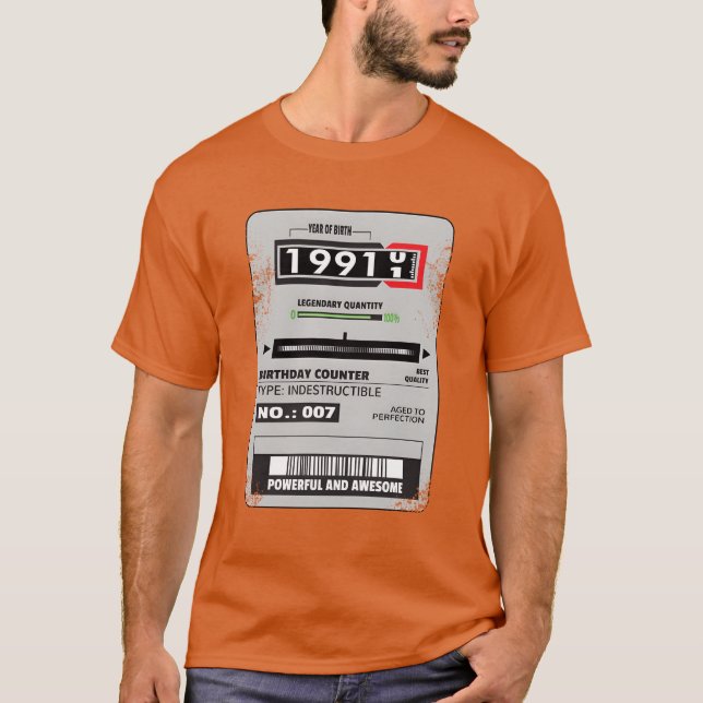 elmätare födelsedag 1991 elektriker present f t shirt (Framsida)
