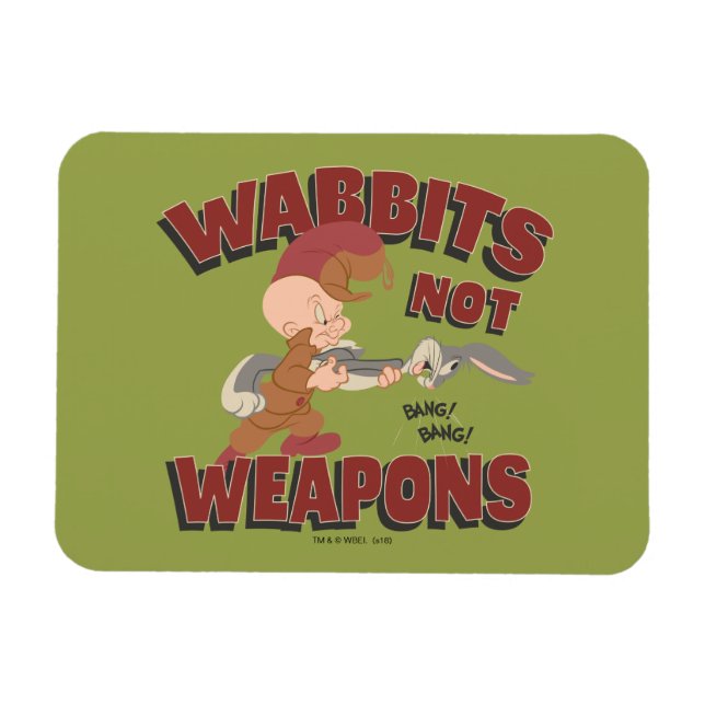 ELMER FUDD™ & KRYP BUNNY™ "Wabbits Not Weapons" Magnet (Horisontell)