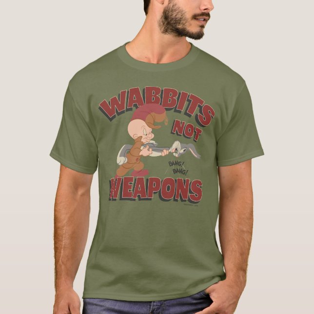 ELMER FUDD™ & KRYP BUNNY™ "Wabbits Not Weapons" T Shirt (Framsida)