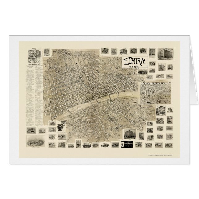 Elmira panorama- karta för NY - 1901 Hälsningskort (Framsidan Horizontal)