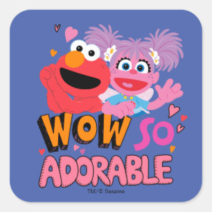 Elmo & Abby Wow så bedårande Fyrkantigt Klistermärke