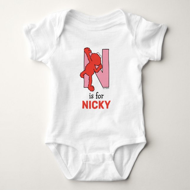 Elmo Alfabetet | N Rosa T Shirt (Framsida)