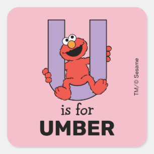 Elmo Alfabetet U Lila Fyrkantigt Klistermärke