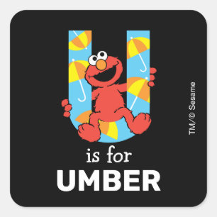 Elmo Alfabetet U Paraply Fyrkantigt Klistermärke